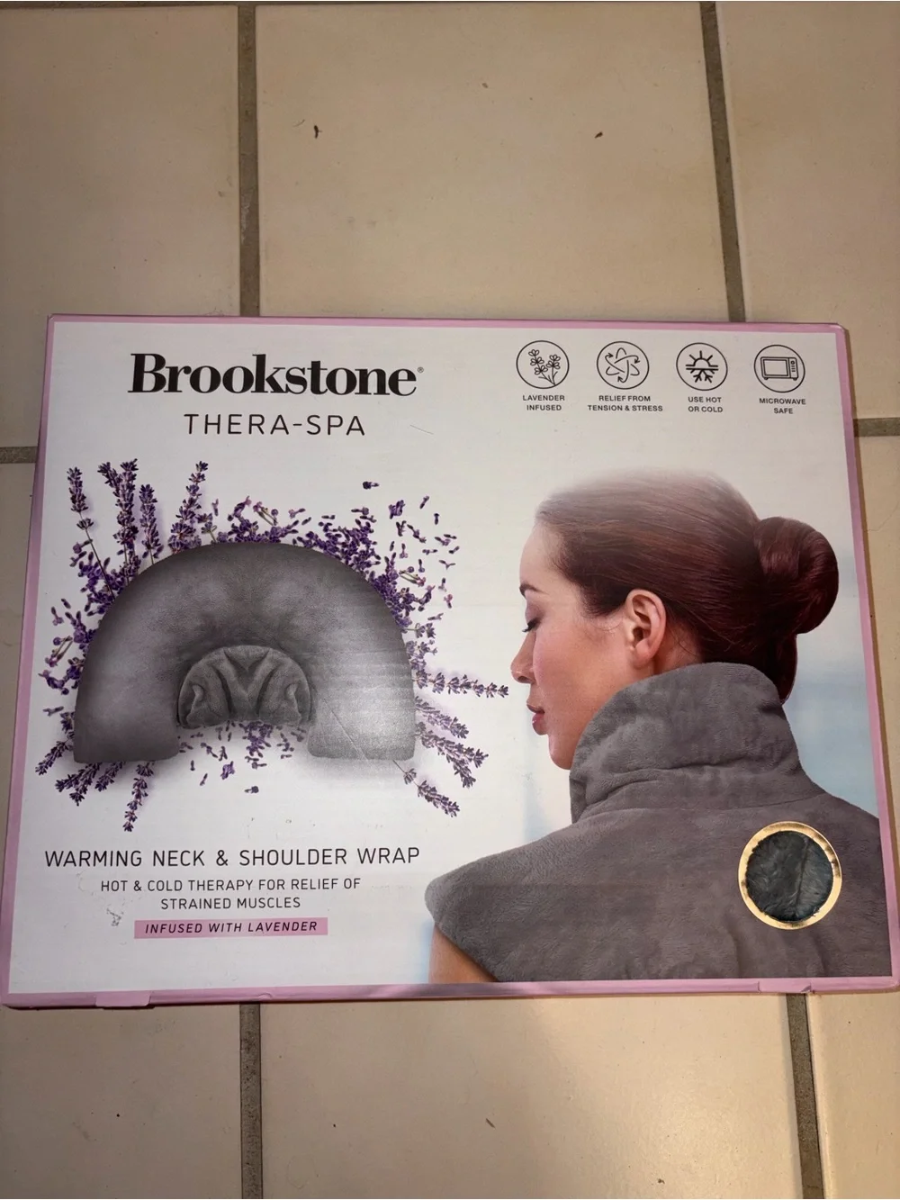 Brookstone Thera-Spa Gray Lavender-Infused Neck & Shoulder Wrap